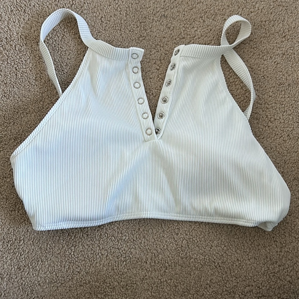 white aerie bikini top ribbed Henley